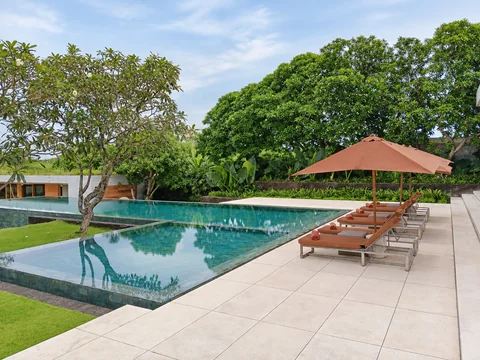 Pool terrace and loungers